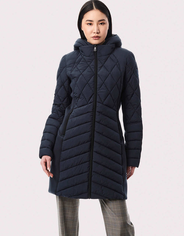 cruelty free neo active puffer jacket for women in blue with a sustainable filler that offers superior warmth