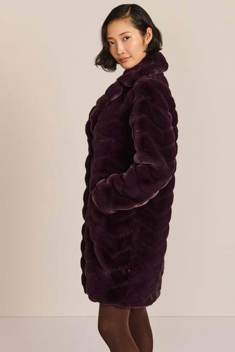 Zigzag Vegan Fur Coat