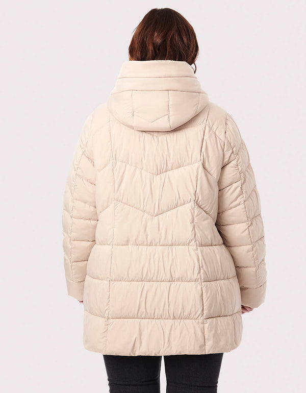 cruelty free slim mid length fit puffer jacket for American and Canadian women from Bernardo Fashions