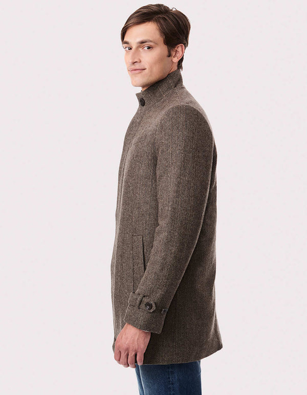 buy warm winter clothes online in brown color made from wool blend and cruelty free materials