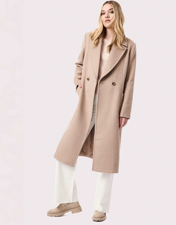 womens oat milk belted wool coat that will cover you from cold and windfall to spring 2023