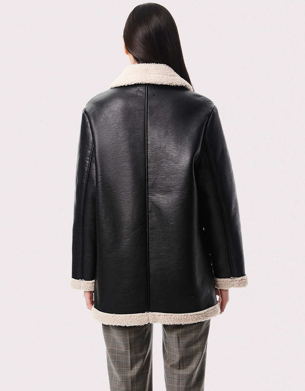 must buy black vegan leather jacket for women for winter wear made by a sustainable clothing brand in the US