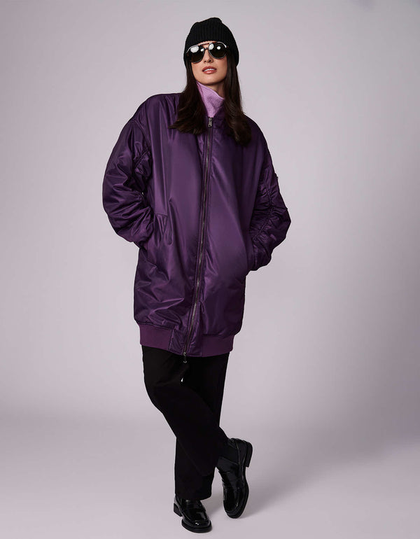 womens oversized purple hipster bomber jacket that can be paid four interest free payments