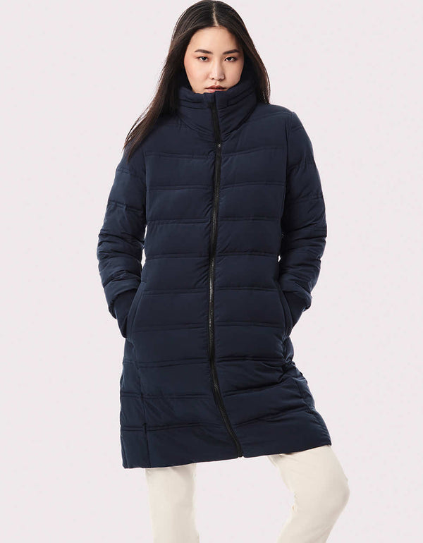 affordable winter wear for sale classic mid length fit puffy jacket for women with sustainable insulation