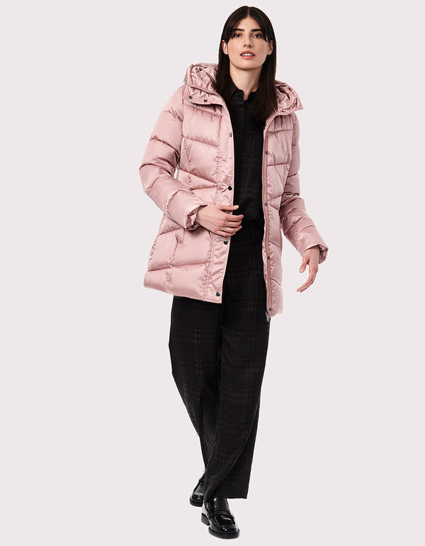 pink outerwear for women on sale in a classic mid length fit made from cruelty free and exclusive of trim materials