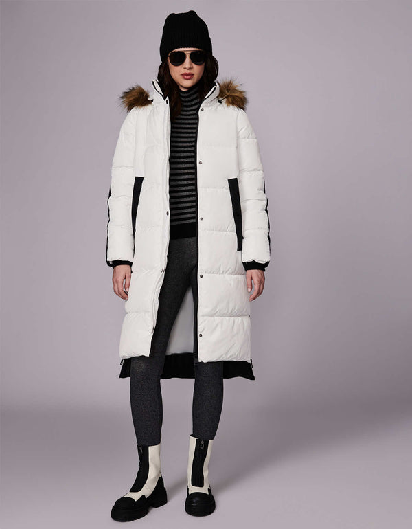 clean puffer coat design that has a majestic fur hood to combat colds during winter season