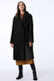 womens black mid length wool coat with a relaxed fit and double breasted front for a timeless and versatile look