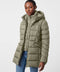 water resistant puffer coat for women in black with a removable bib perfect for the winter time