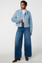 Cropped groove-textured faux fur jacket with button front and flap chest pockets for stylish layering.