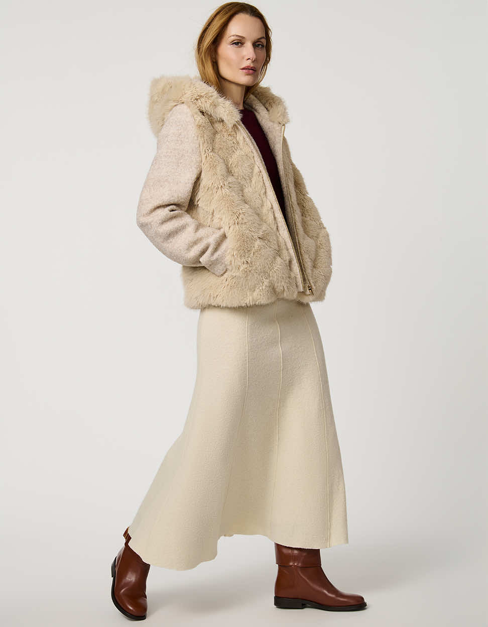 Darien Faux Fur Wool Combo Jacket – Bernardo