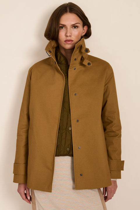 women's twill jacket with buckle collar.