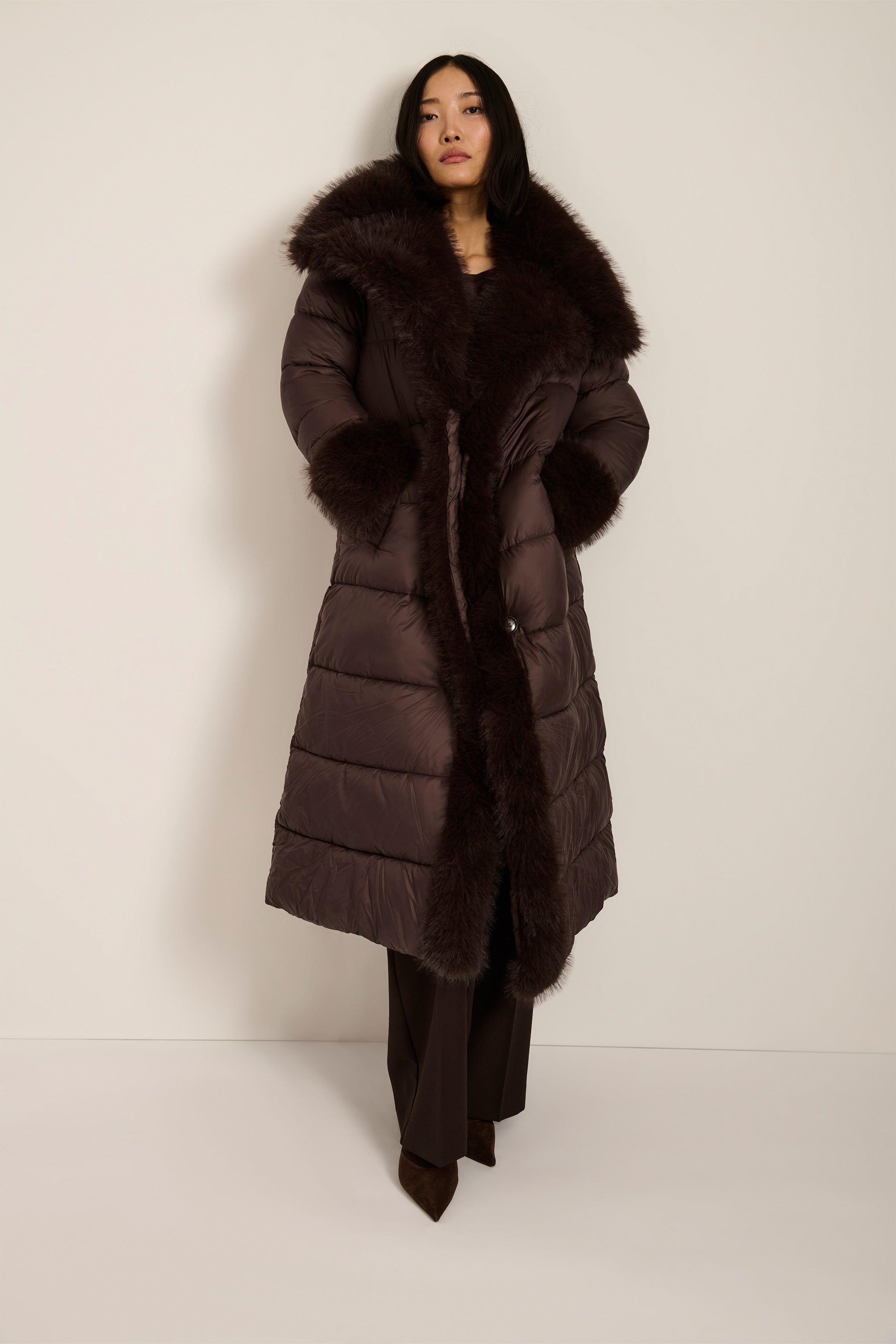 Vivienne Faux Fur Trim Puffer Coat – Bernardo