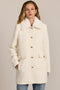 women's wool coat featuring a removable faux fur collar, gold-tone button-front closure and flap pockets.