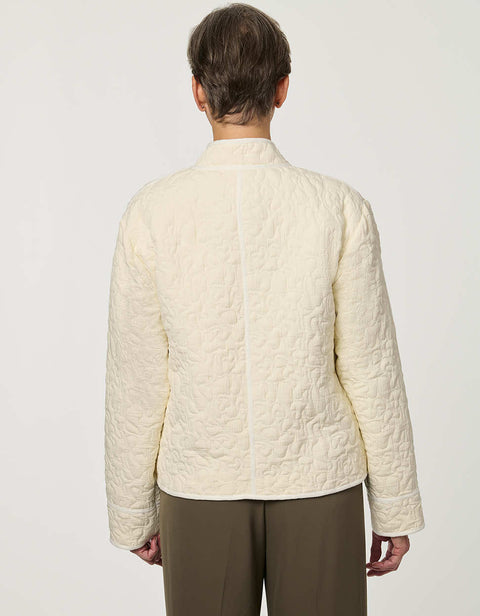 Women’s lightweight quilted jacket with jacquard quilting, tonal piping, and streamlined silhouette.