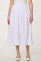Women's white lightweight textured midi skirt