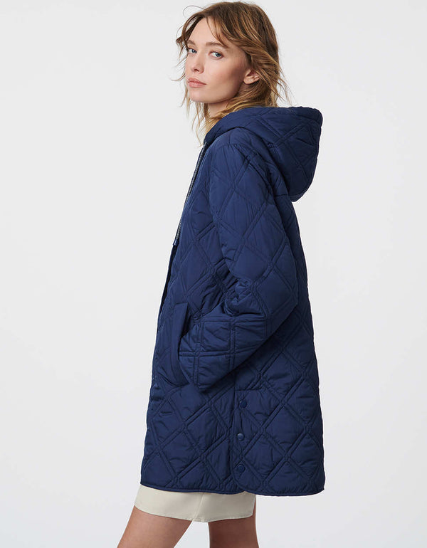 womens packable relxed puffer jacket in blue ideal for her spring and winter outings