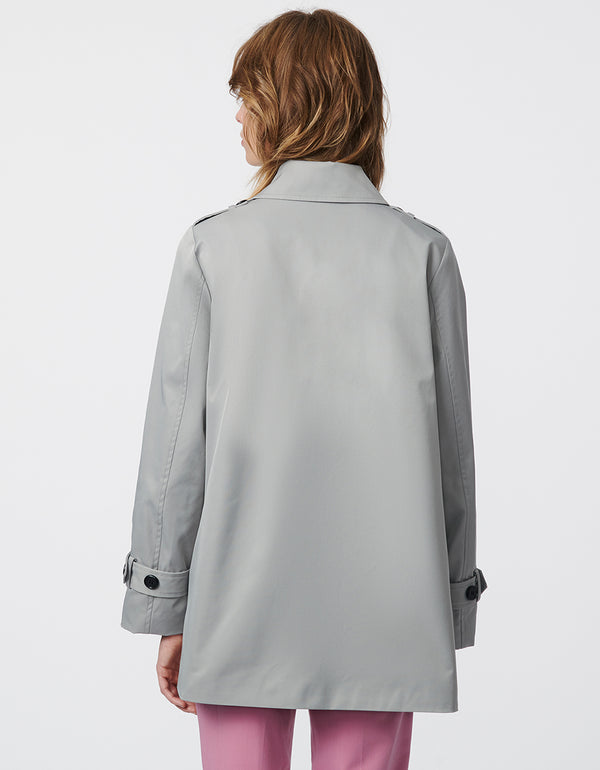 sustainable trench coat with classic fit and hip length perfect for modern women