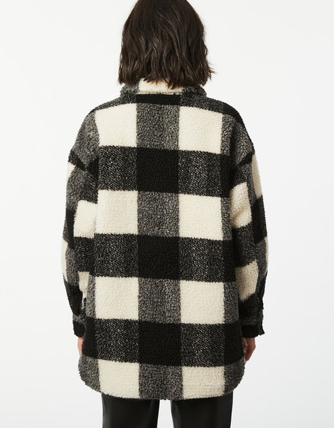knitted long sleeve checkerd shirt in black and white made from hypoallergenic animal friendly fabrics