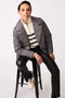 womens puffer jacket for fall and winter in mini plaid print is warm with sustainable Ecoplume insulation