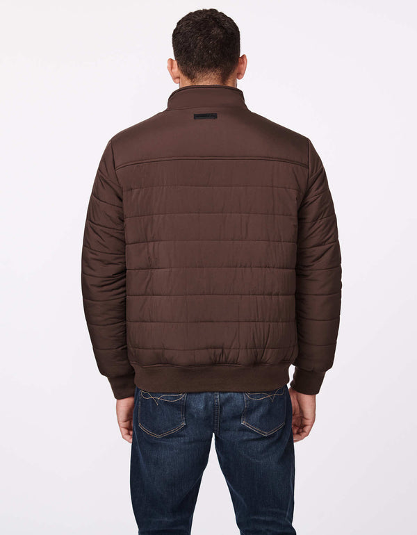 affordable winter clothing for men bernardo fashions warm puffer jacket in chocolate brown with sustainable filler as insulation