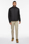 mens eco friendly puffer jacket in black with soft waterproof sleeves