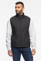 mens puffer vest in black with soft waterproof side panels