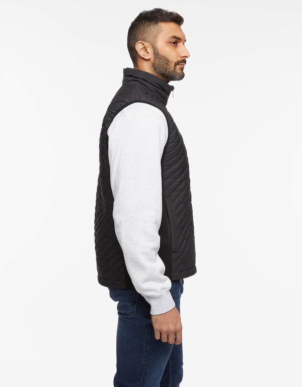 nonbulky black puffer vest for men with unique and modern style