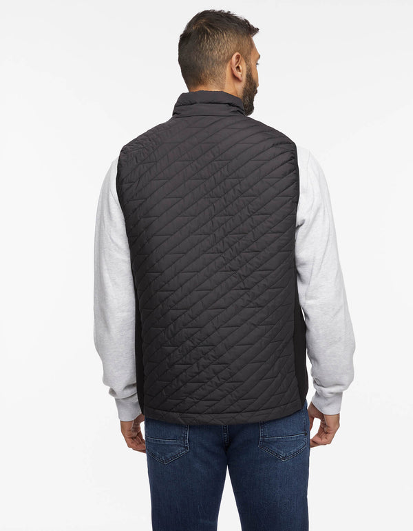 nonbulky trendy black puffer vest for men with ecofriendly insulation