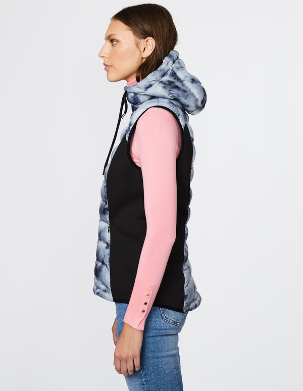 fashionable hooded vest with sustainable filler tailored for slim fit and movement