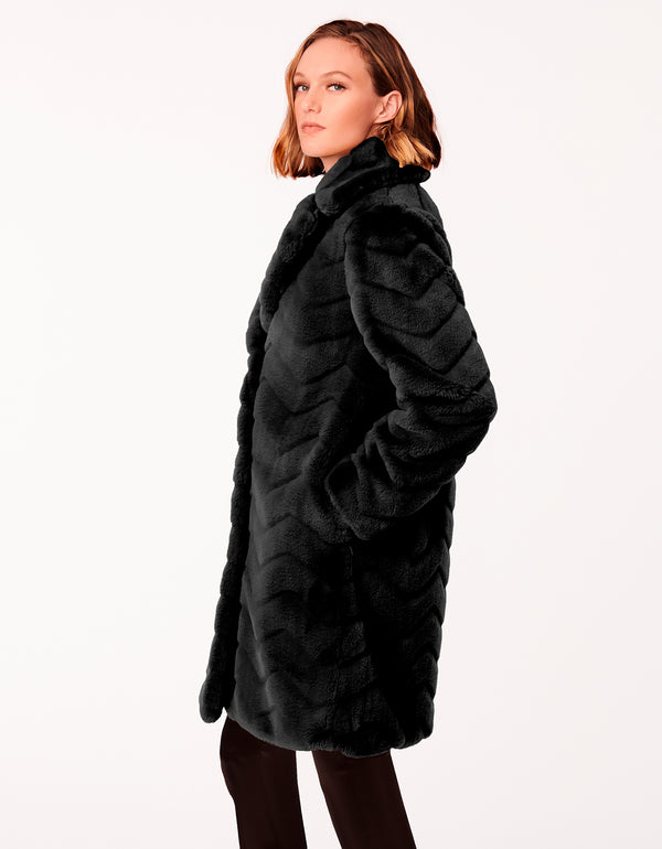 Zigzag Vegan Fur Coat