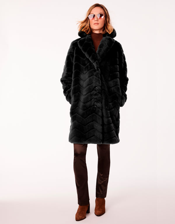 Zigzag Vegan Fur Coat