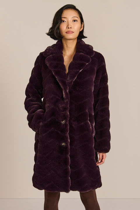 Zigzag Vegan Fur Coat
