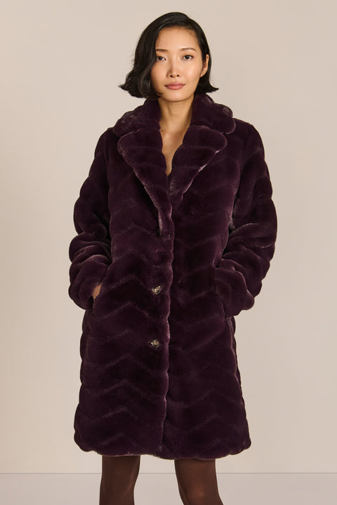 Zigzag Vegan Fur Coat