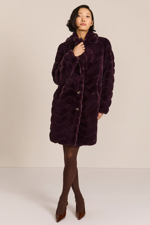 Zigzag Vegan Fur Coat