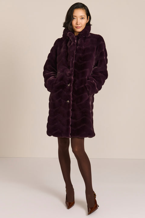 Zigzag Vegan Fur Coat
