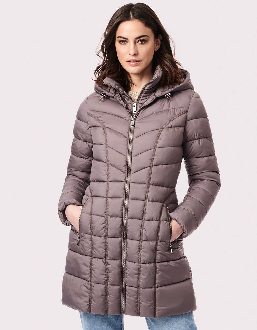 Fashion Coat for Women - 3-in-1 Puffer Coat - Taupe - Bernardo