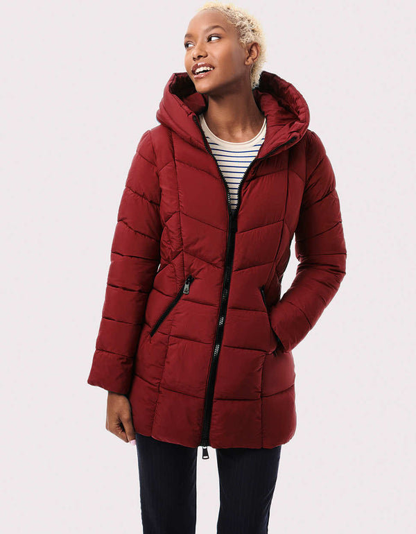 Fab Funnel Quilted Puffer Jacket - Red Sangria - Bernardo