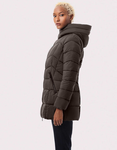 Funnel neck hooded puffer hot sale coat