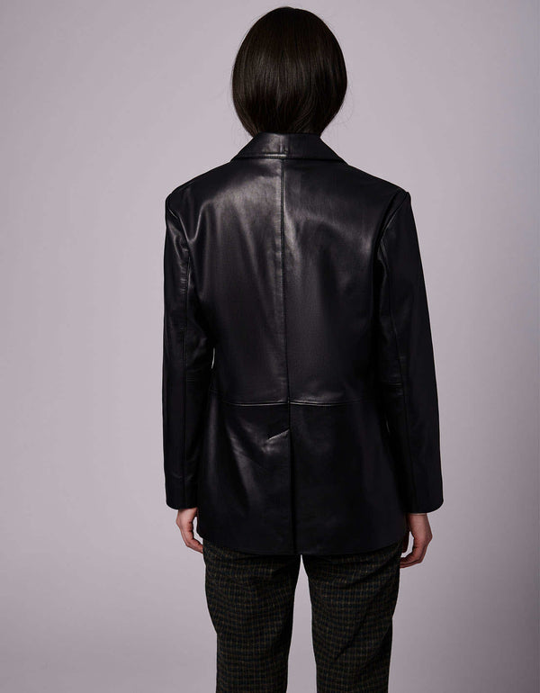 classic fit form and function mid length outerwear for women in sumptuous buttery soft leather
