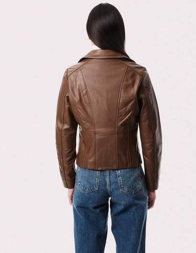 Moto City Genuine Leather Jacket - Clay Brown - Bernardo