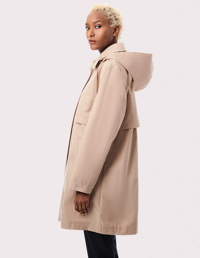 Women's Bernardo Hooded Technical Rain Coat - Ash - Size XL