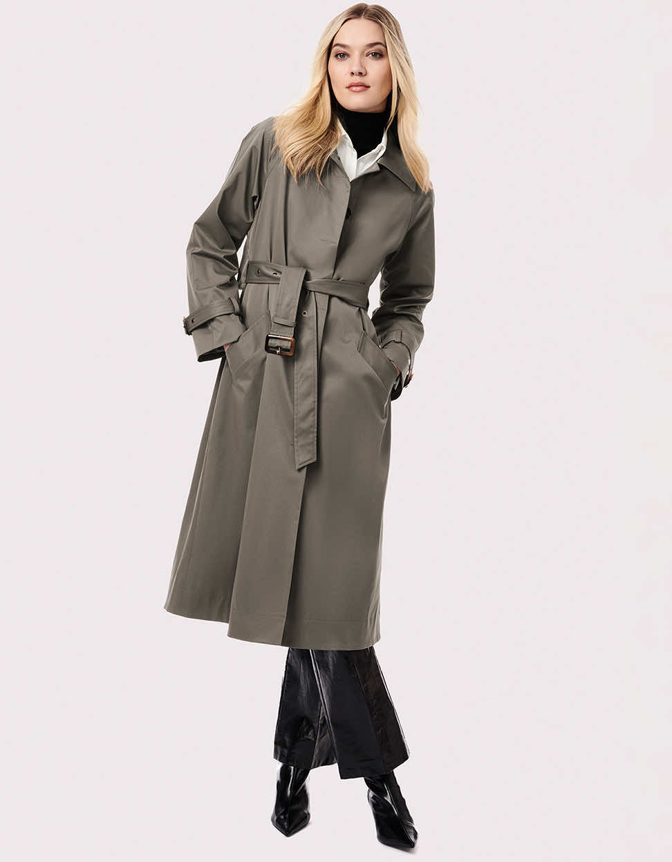 Getaway Belted Long Rain Coat - Smoke Grey - Bernardo