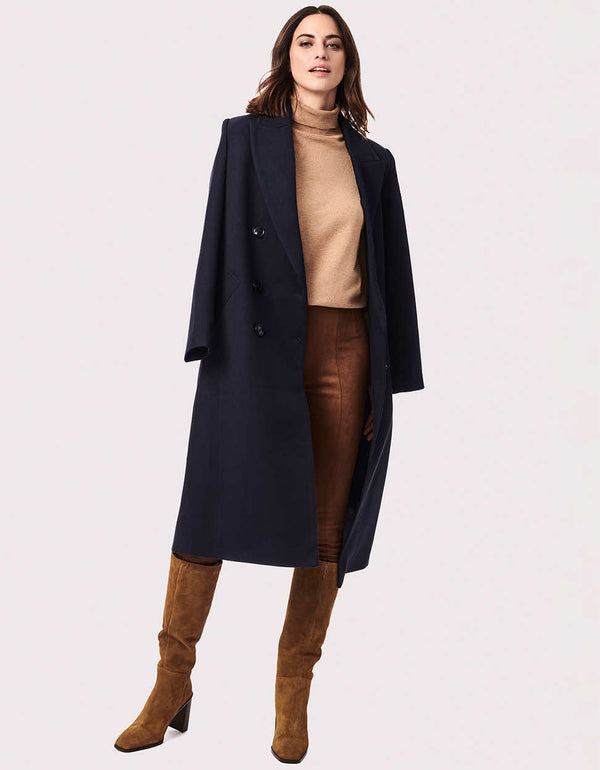 shop online sophisticated navy long outerwear with a luxurious feel for US and Canada women