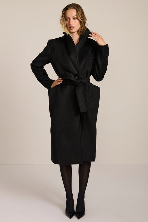 polished womens wool coat with functional patch pockets perfect for mastering a stylish business look