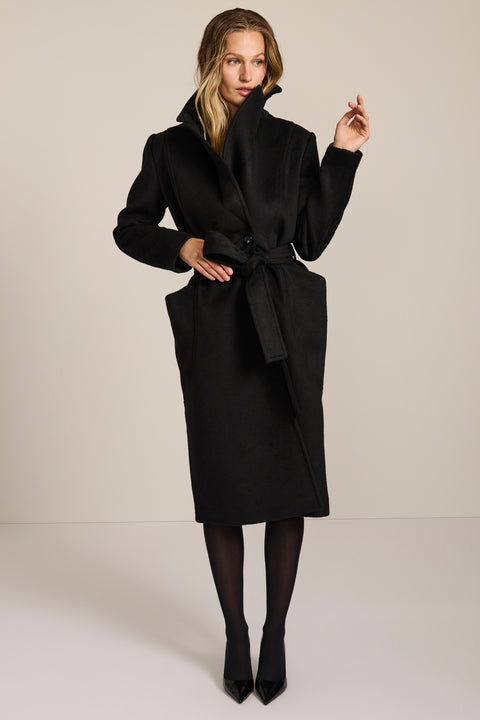 polished womens wool coat with functional patch pockets perfect for mastering a stylish business look