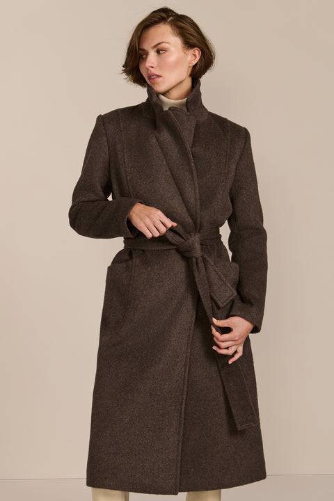 polished womens wool coat with functional patch pockets perfect for mastering a stylish business look