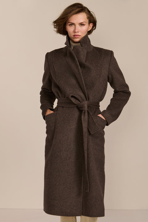 polished womens wool coat with functional patch pockets perfect for mastering a stylish business look