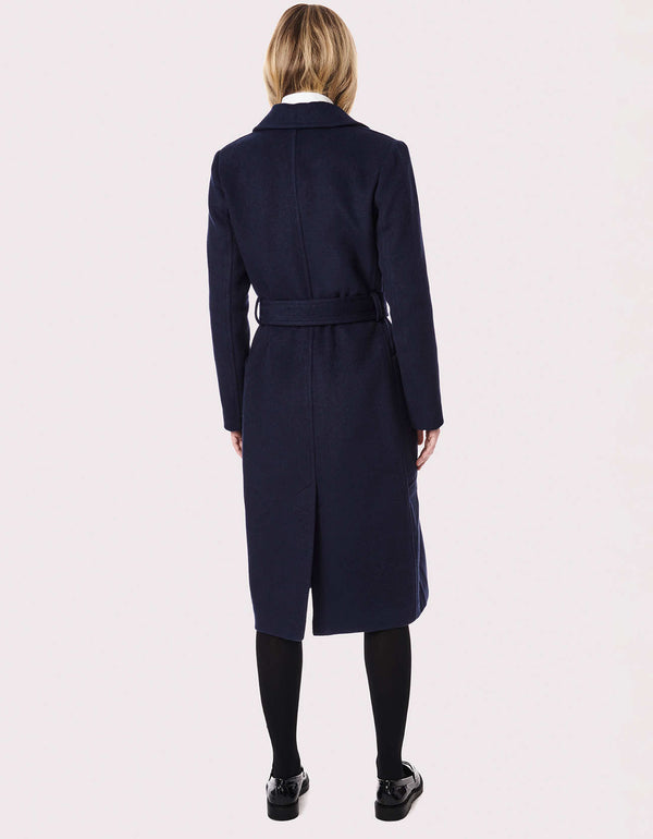 below the knee length blue outerwear with various sizes that ranges from petite to oversize women
