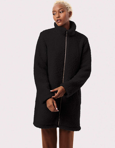 Teddy Touch Vegan Fur Coat - Black Teddy Touch Vegan Fur Coat - Black