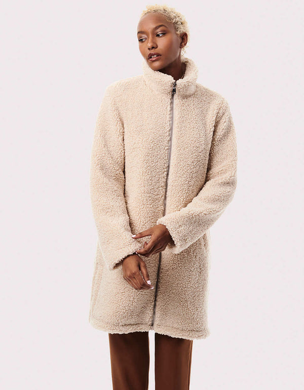 snuggle to this soft and comfortable faux fur coat from bernardo fashions made with 100 percent polyester